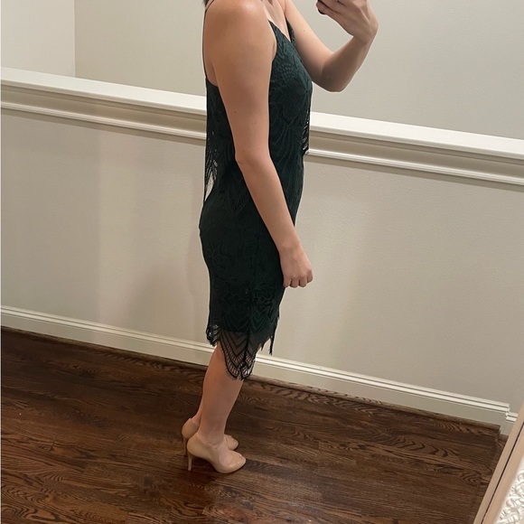 Women’s Strappy Lace Midi Dress, Hunter Green, Medium - Picture 10 of 10